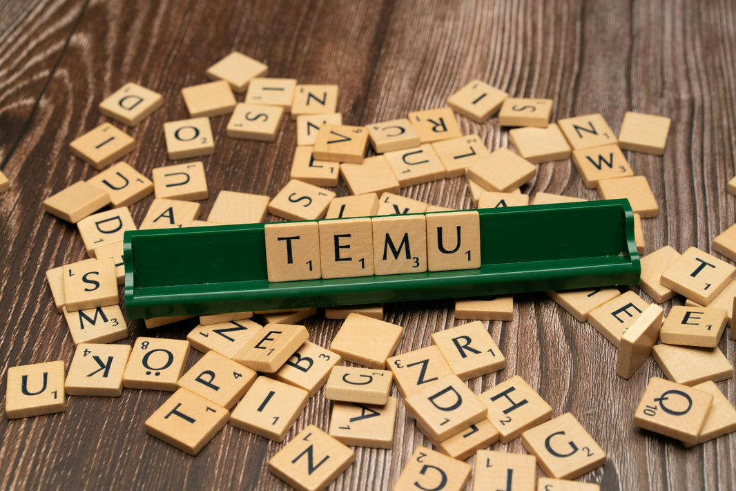temu letters on a tray